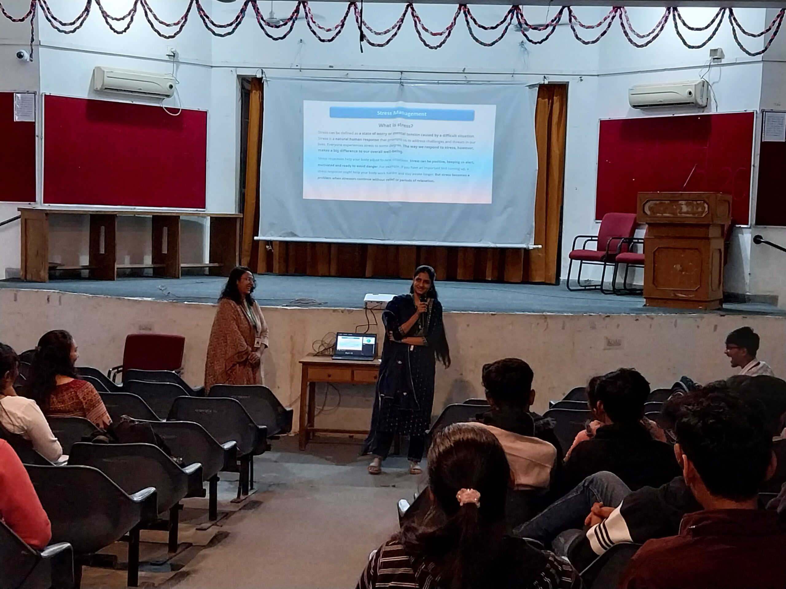 Session conducted on stress management at Shri Maneklal M Patel Institute of Sciences and Research
